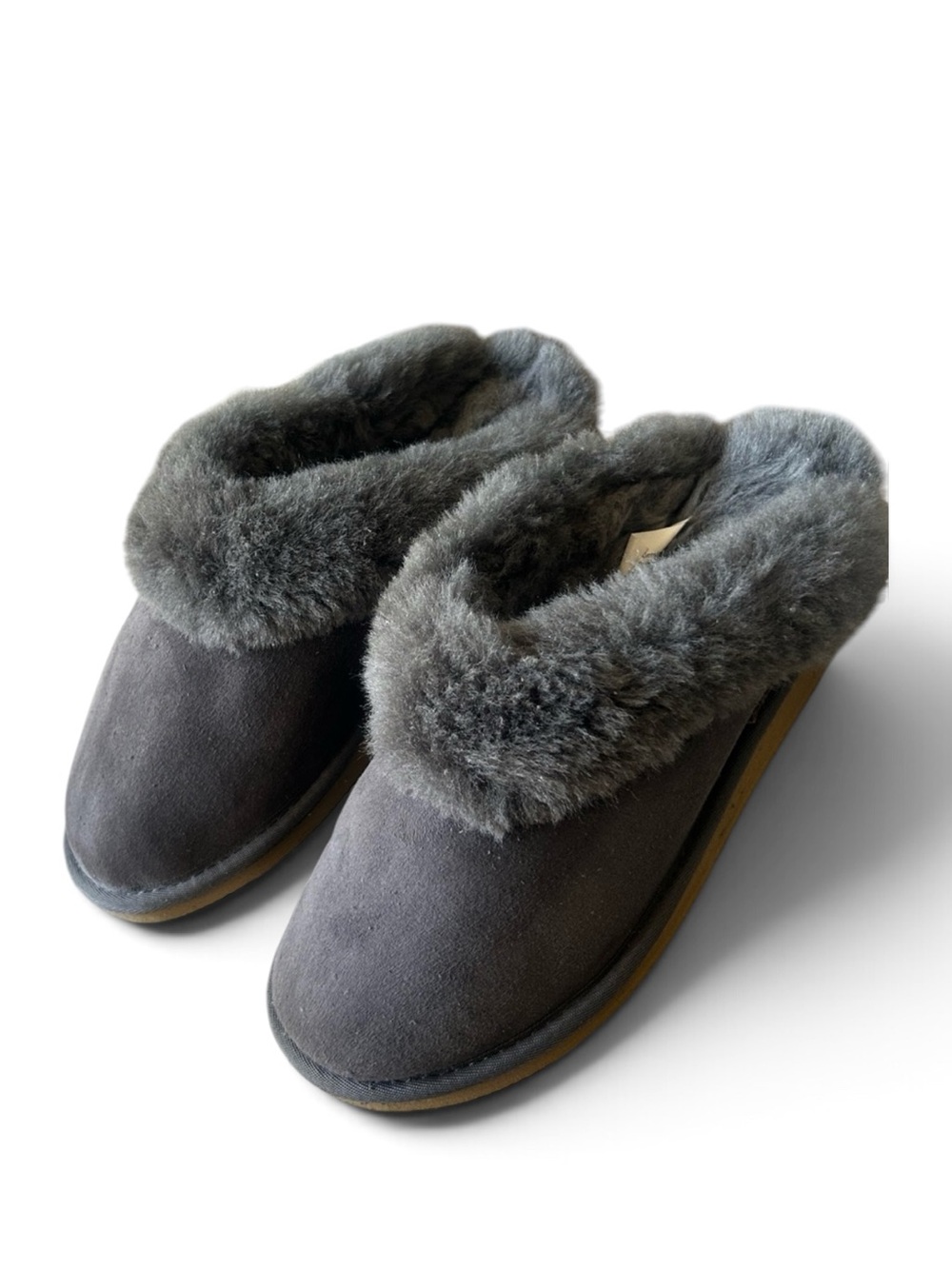 OVERLAND Australian Merino Sheepskin Fur Mules Indoor Outdoor Sole Grey Size 8